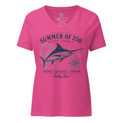 Women’s relaxed v-neck t-shirt frredom by Salty Kiss coastal apparel