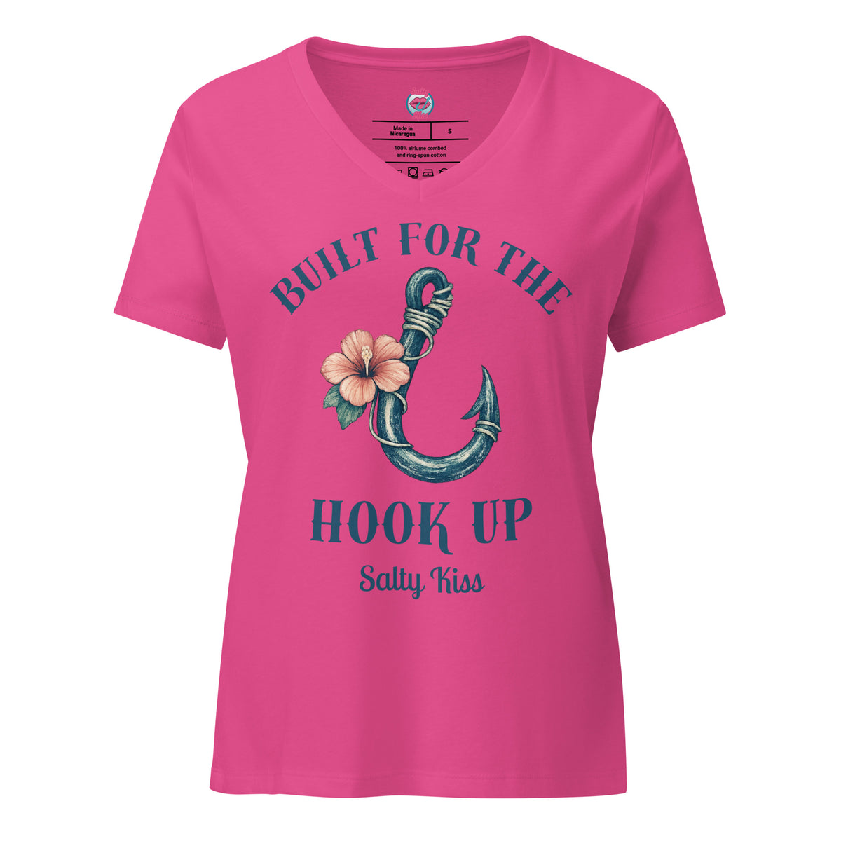 Women’s V-neck Tee - Built for the Hook Up by Salty Kiss coastal apparel