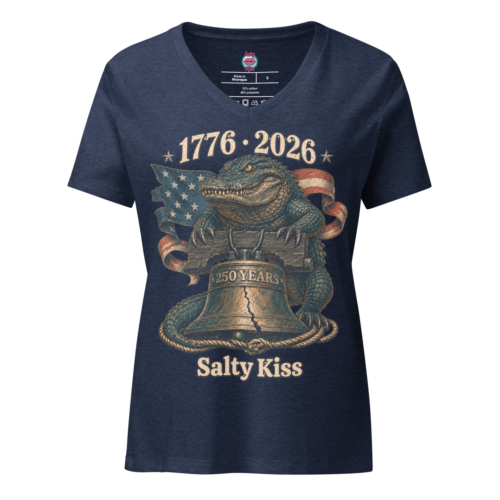 250 Years of Freedom Women's V-Neck Tee - Liberty Bell Gator by Salty Kiss coastal apparel
