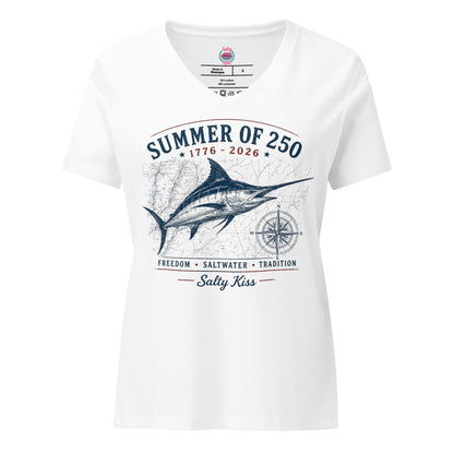 Women’s relaxed v-neck t-shirt frredom by Salty Kiss coastal apparel