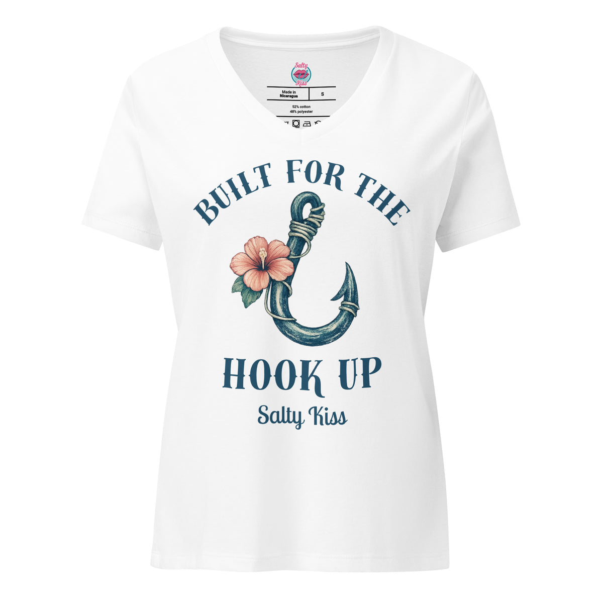 Women’s V-neck Tee - Built for the Hook Up by Salty Kiss coastal apparel
