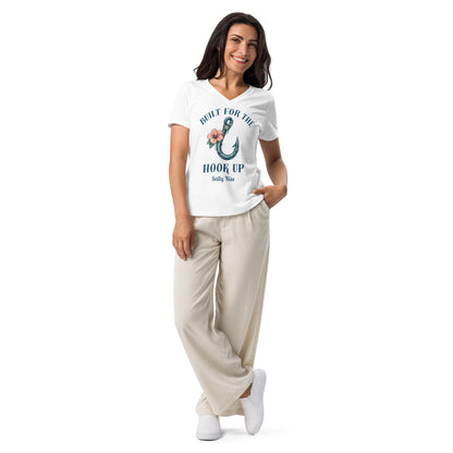 Women’s V-neck Tee - Built for the Hook Up by Salty Kiss coastal apparel
