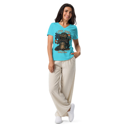 250 Years of Freedom Women's V-Neck Tee - Liberty Bell Gator by Salty Kiss coastal apparel