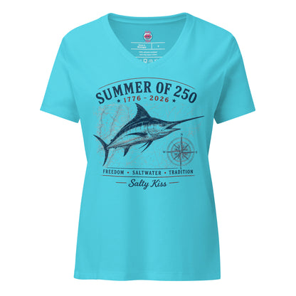 Women’s relaxed v-neck t-shirt frredom by Salty Kiss coastal apparel