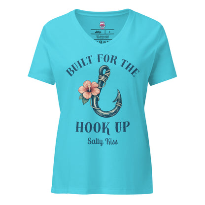 Women’s V-neck Tee - Built for the Hook Up by Salty Kiss coastal apparel